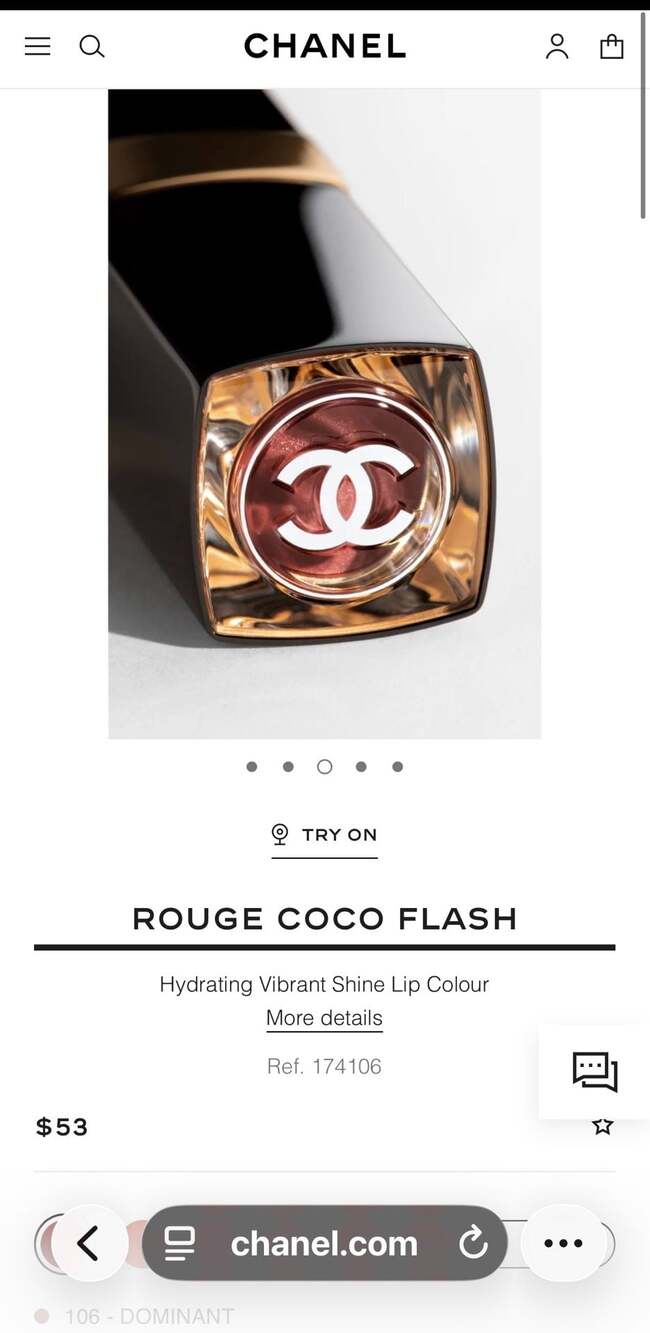 Chanel Rouge Coco Flash Hydrating Vibrant Shine Lip Colour - 106 Dominant - Picture 6 of 13